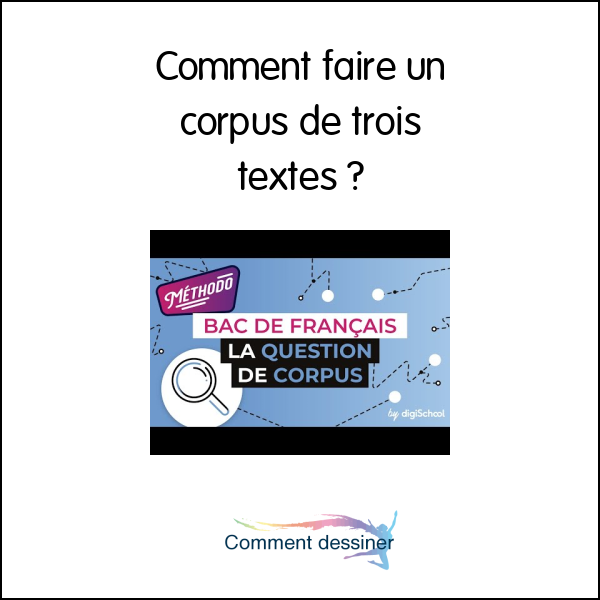 Comment faire un corpus de trois textes